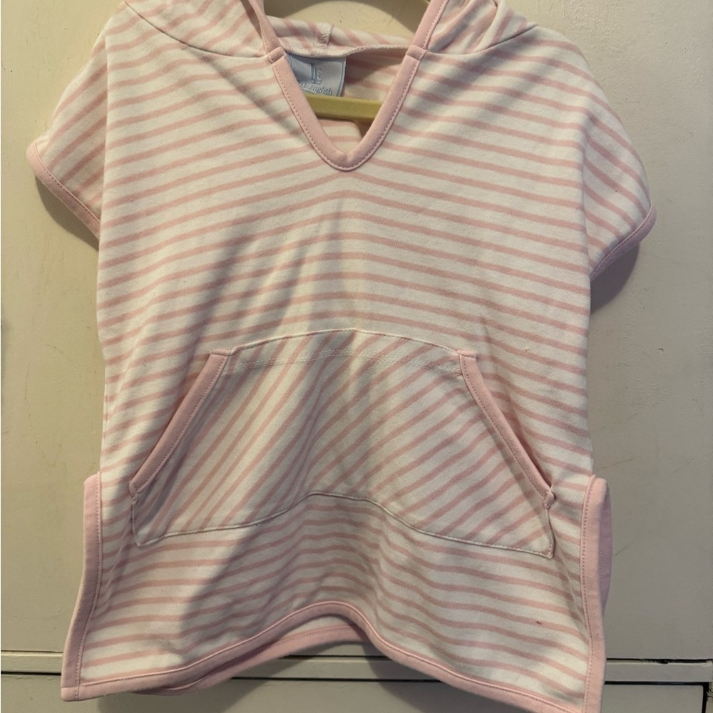 Little English Pink and White Striped Hoodie cover up